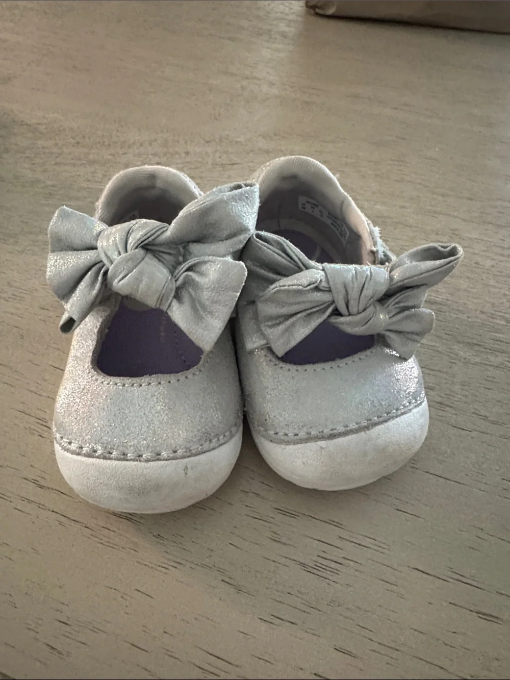 Stride Rite Silver Bow Mary Jane Baby Shoes